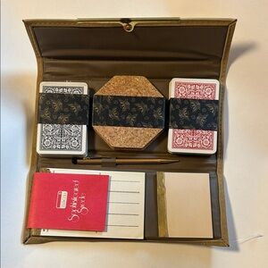 Vintage Skai Sophisticated Suede Card Game Travel Set